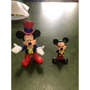 Lot of 2 Mickey Mouse Toy Figures, Room Decor, Disney, Epcot, Cartoon Figures
